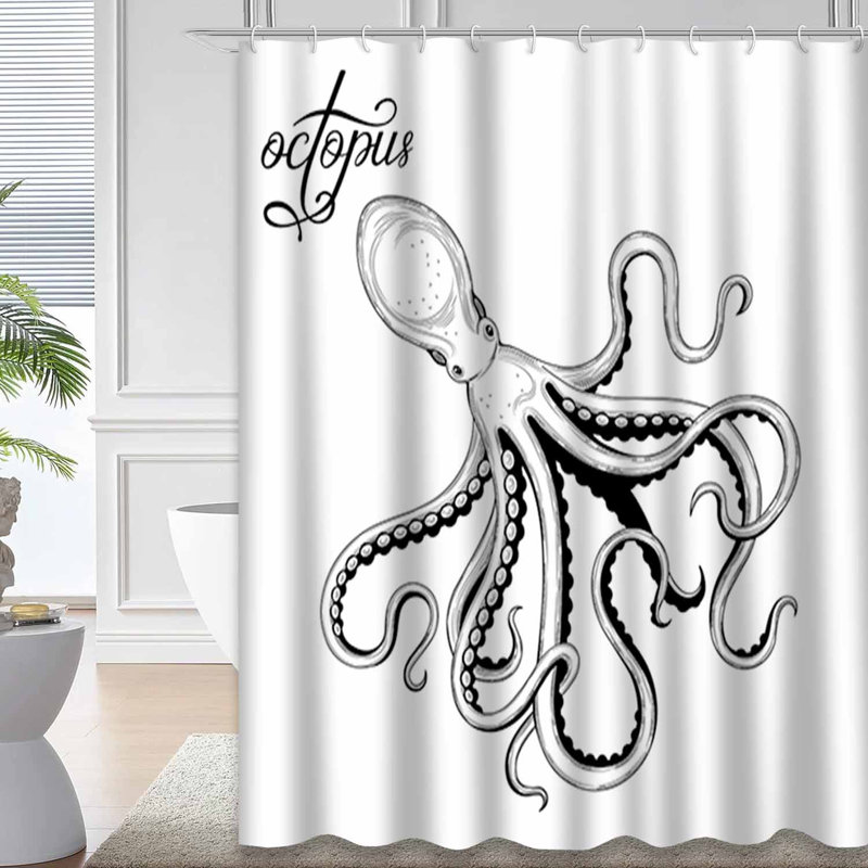 Rideau de douche imperméable à l'eau de mer avec 12 crochets, L 72 po x l 84 po