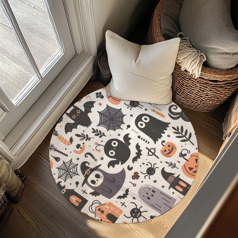 Tapis tressé Fright Night Fest, Rond 5 pi