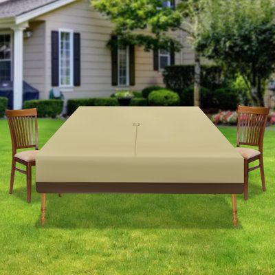 Housse de table pour l'extérieur, ensemble de table et chaises rectangulaire imperméable avec sac de rangement (beige)