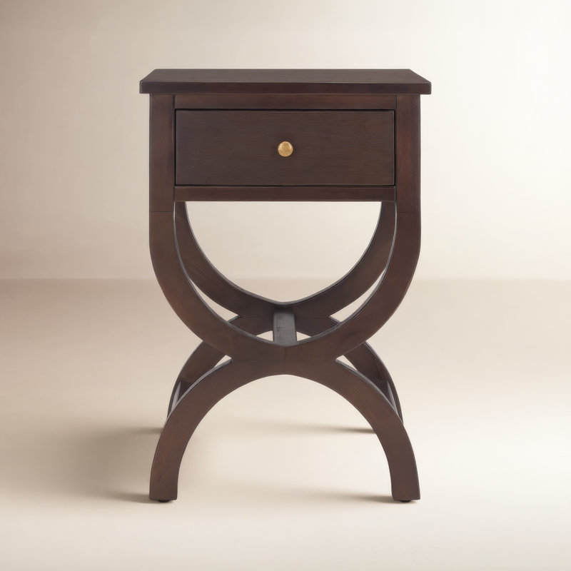 Floris Solid Wood End Table with Storage, Walnut