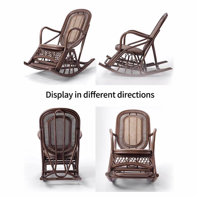 Chaise berçante tissée en rotin