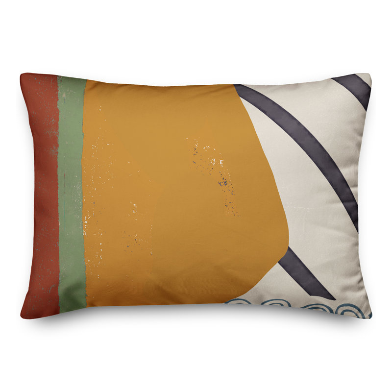 Modern Warm Abstract Yellow and Red 14x20 Indoor/Outdoor Pillow