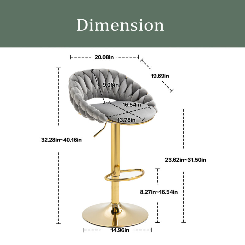 Tabouret de bar pivotant Punak, gris