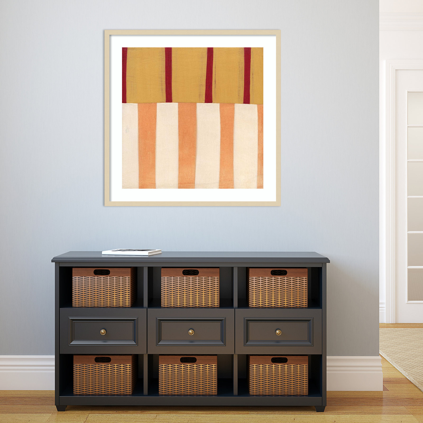 Akara "Broken Stripes 3" Print, 33" H x 33" W x 1" D, Brown
