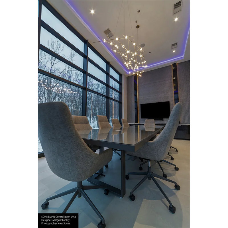 Constellation 44 - Light LED Chandelier, Clear, Satin Nickel, 2700K