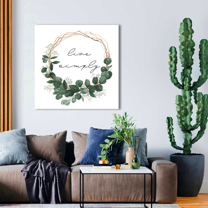 «Live Simply Wreath» par Patricia Pinto, reproduction, Toile tendue, H 28 po x l 28 po x P 1,5 po