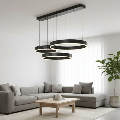 39.4Inch Modern Linear Chandelier Kitchen Island Pendant Warm White LED Switch Dimmable