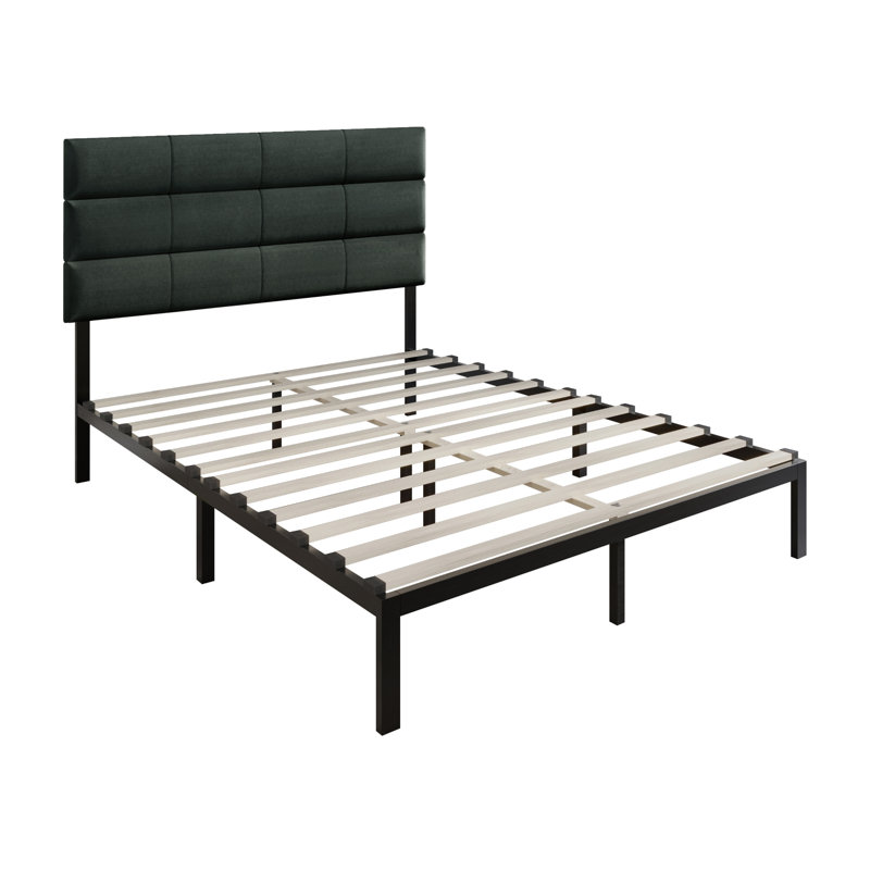 Candius Upholstered Panel Bed, Full/Double, Charcoal Gray