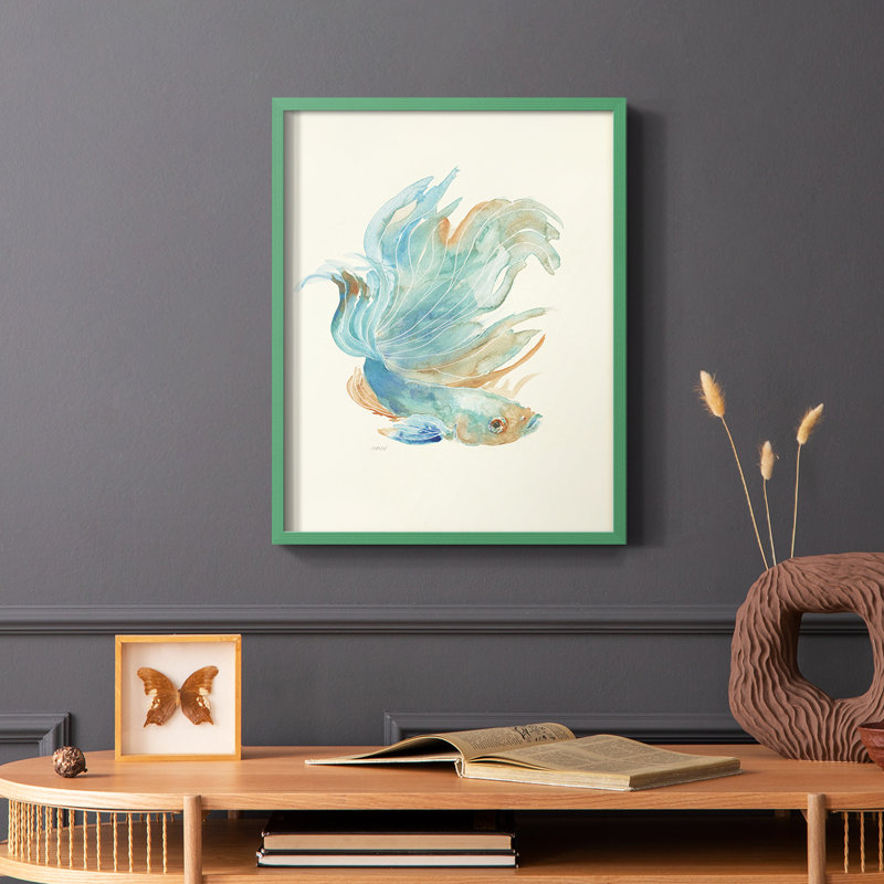 Betta I, reproduction encadrée - bois massif, Vert, H 10 po x l 8 po