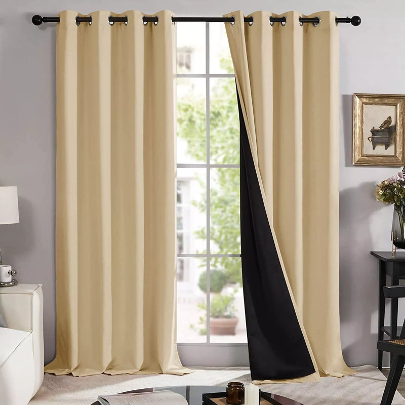 1 Panel 100% Blackout Curtain, 52"×84", Beige