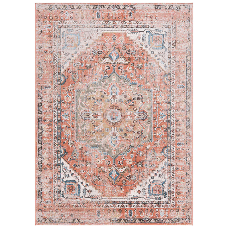 Tapis oriental rouille en polypropylène tissé à la machine Monaville, Rectangle 9 pi x 12 pi