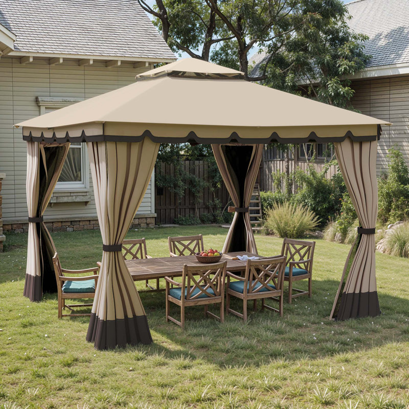 Soft Roof Gazebos Steel Patio Gazebo, 10 Ft. W x 10 Ft. D