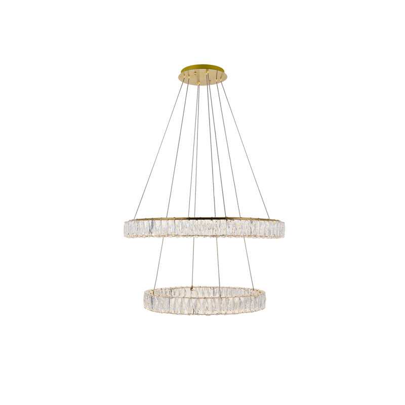 Lustre ovale en cristal 2 lumières Steveson, H 12 po x l 32 po x P 32 po, Or