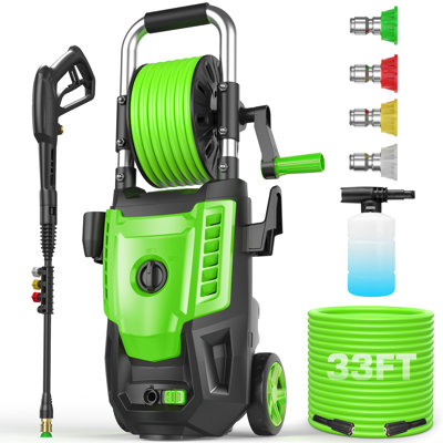 Laveuse à pression électrique 5000 PSI, Power Wahser alimenté par un tuyau à pression de 33 pieds, 4 buses et un canon à mousse, Powerwahser pour la maison, la voiture, les clôtures, le patio, le vert