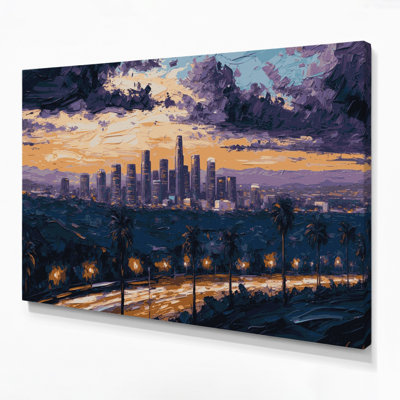 Art mural sur toile grise avec villes de Los Angeles CA