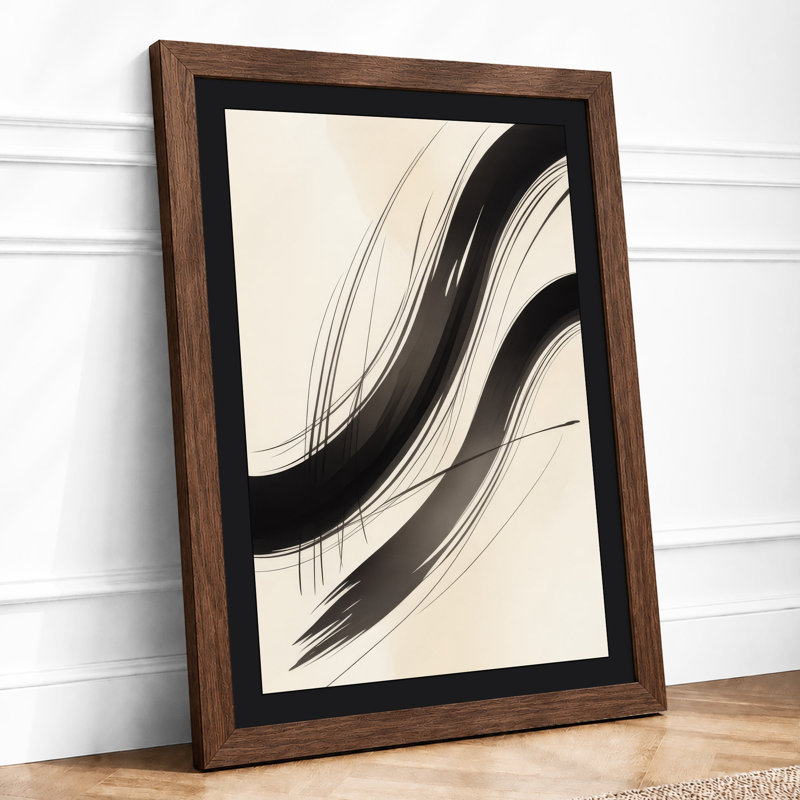 Flowing Lines In Ink Minimalist - Print, Walnut, A1 - 84.1 x 59.4 cm