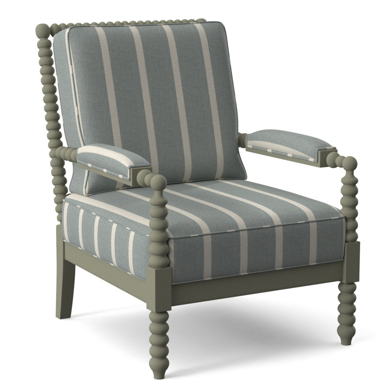 Lind Island 29" Wide Lounge Chair, Greystone Finish, Light Blue and White Stripe; 0256-54