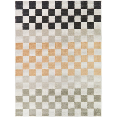 Tapis orange / gris anthracite Dominick