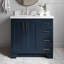 Meuble-lavabo simple en bois massif de 37 po de couleur bleu nuit avec comptoir en marbre de Carrare de 1,5 po Freitas-2084230376-2117420979-2084230421