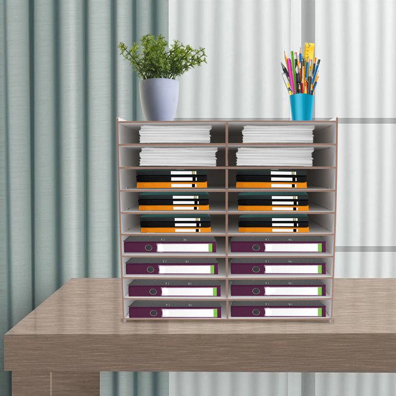 Jeckson 18-Grid Oak File Organizer, White