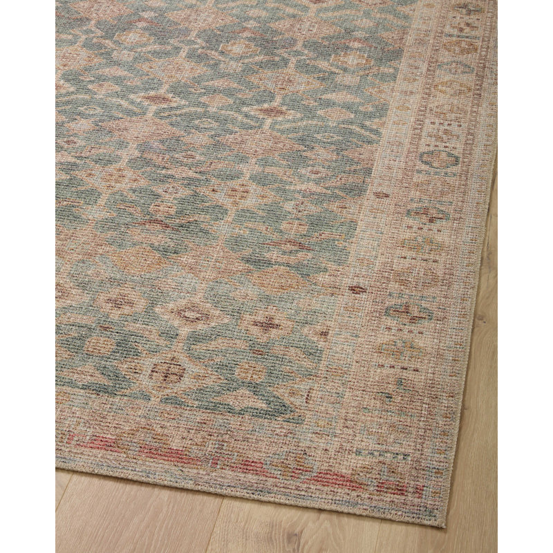 Tapis turquoise / sable Angela Rose x Loloi Aubrey, Rectangle 7 pi 6 po x 9 pi 6 po