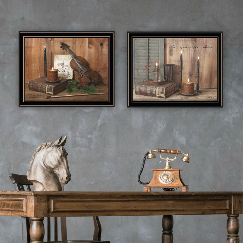 «Trendy Decor 4U», 2 pièces vignette aux chandelles, O sid, art mural encadré pour le salon, Black