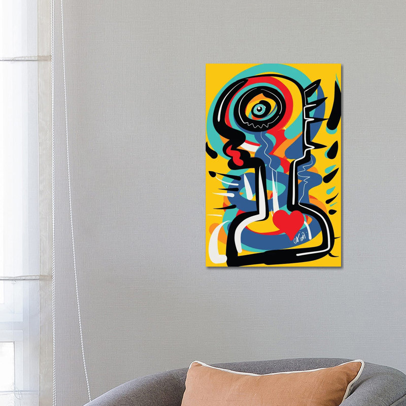 Heart Yellow Totem by Emmanuel Signorino - Wrapped Canvas Print, 66.04 cm H x 45.72 cm W x 3.175 cm D