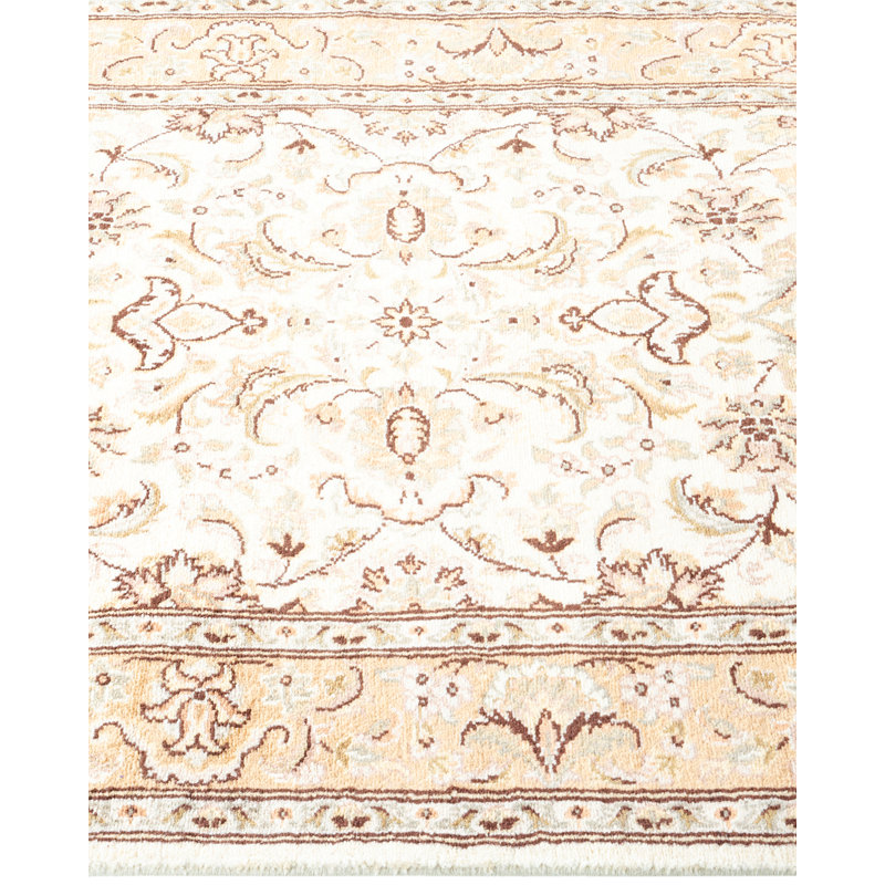 One-of-a-Kind Hayner Hand-Knotted 2'6" x 10'4" Runner Wool Area Rug in Ivory