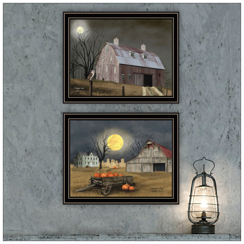 Trendy Decor 4U 2- Piece Vignette Autumn Moonlit Nights Wall Art For Living Room, Bedroom Wall Art Print For Home Decor By Billy Jacobs