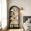 Grande bibliothèque arquée en bois avec tablettes de rangement, bibliothèque ouverte à 5 niveaux pour le salon, le bureau à domicile et la chambre à coucher