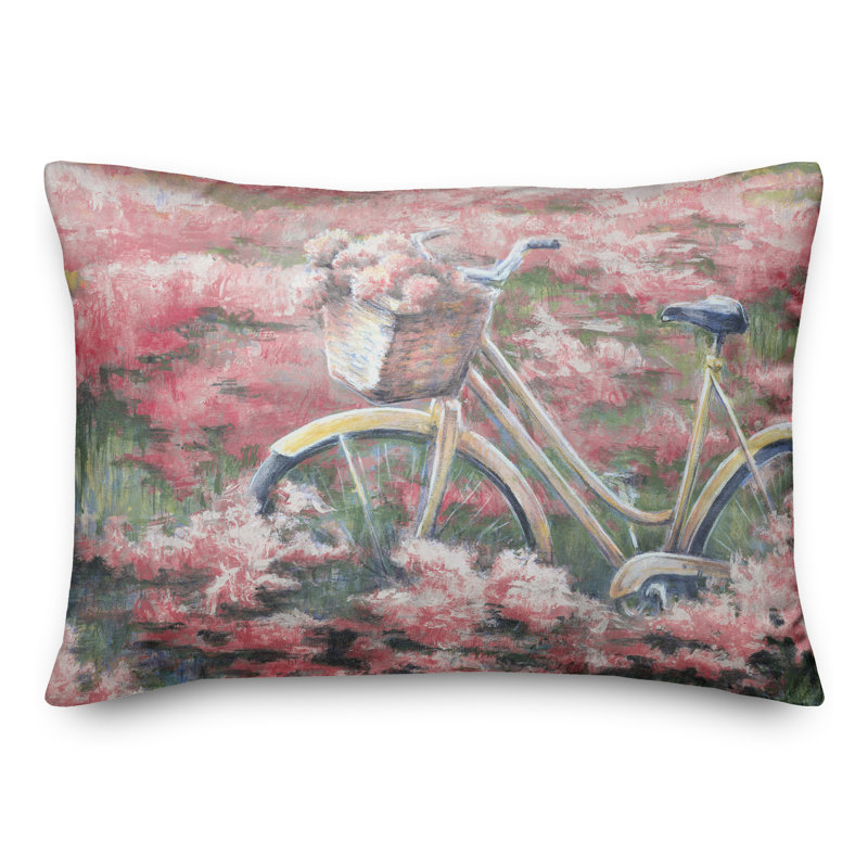 Housse de coussin rectangulaire et insert Bike in Flower Field
