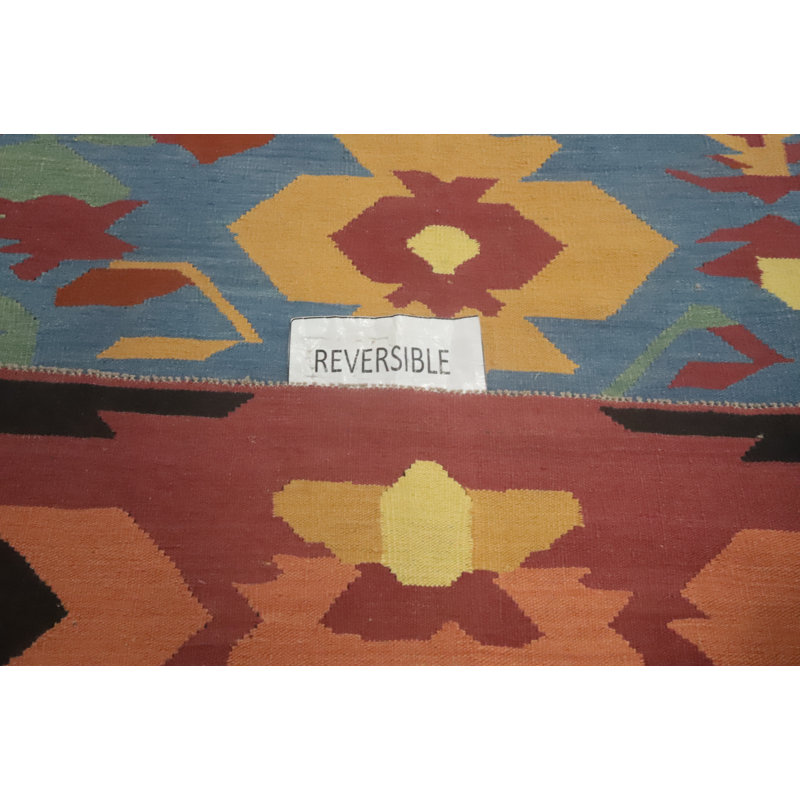 Tapis géométrique à motif oriental kilim 8 x 8