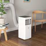 10000 BTU Mobile Portable Air Conditioner For Rooms Up To 441 Sq.Ft., 3-In-1 AC Unit With Dehumidifier, Cooling Fan, Remote, 24H Timer, LED Display, Window Installation Kit, Black And White