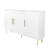 Spacious 3-Door Sideboard In White. For Kitchen, Dining & Living Rooms. Gold Handles And Fluted Design Enhance Style Accent White Buffet Cabinet With 3 Doors. Design. Fits Various Rooms
