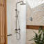 Ensemble de robinet de douche d'extérieur gris bronze industriel, pomme de douche à pluie avec douchette