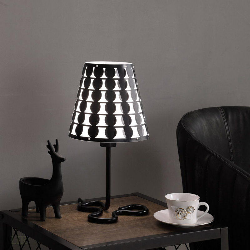 16" Traci Black Geometric Metal Table Lamp