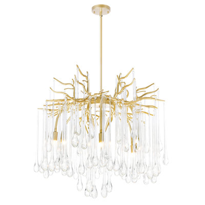 Lustre moderne 26 po en or pour vestibule, 6 lumières avec base G9