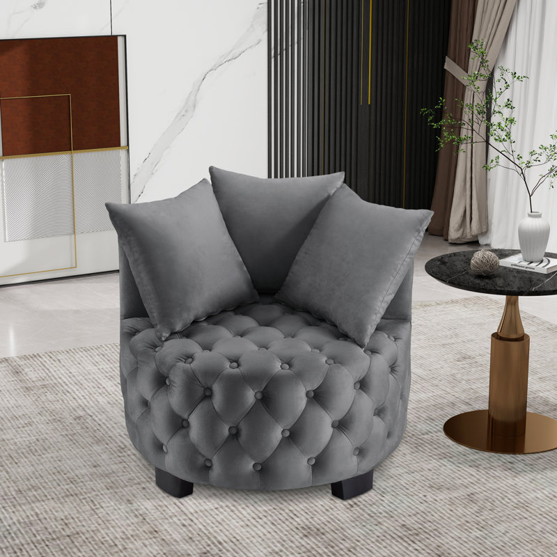 Chaise pivotante rembourrée et capitonnée, Gris foncé