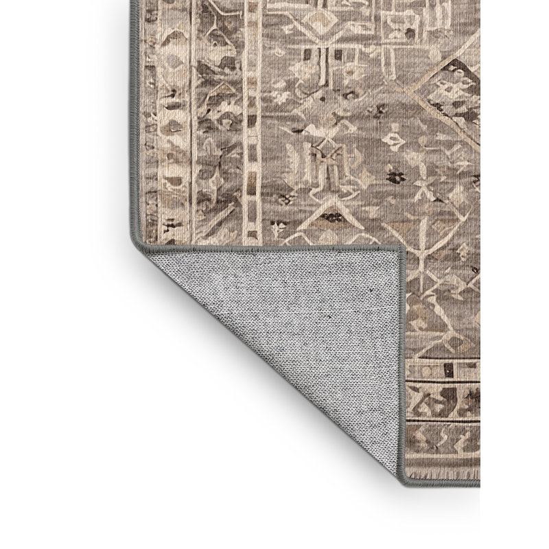 Machine Washable Gray Area Rug, Rectangle 7' x 9'