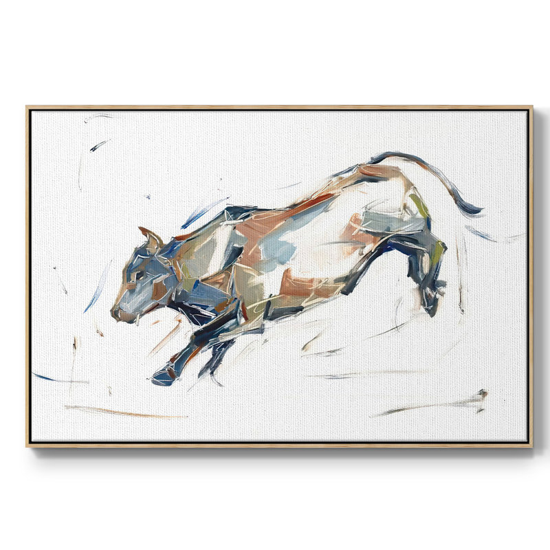 Modern Bull Study II, reproduction d'art sur toile, Bois naturel, H 17 po x l 25 po x P 2 po