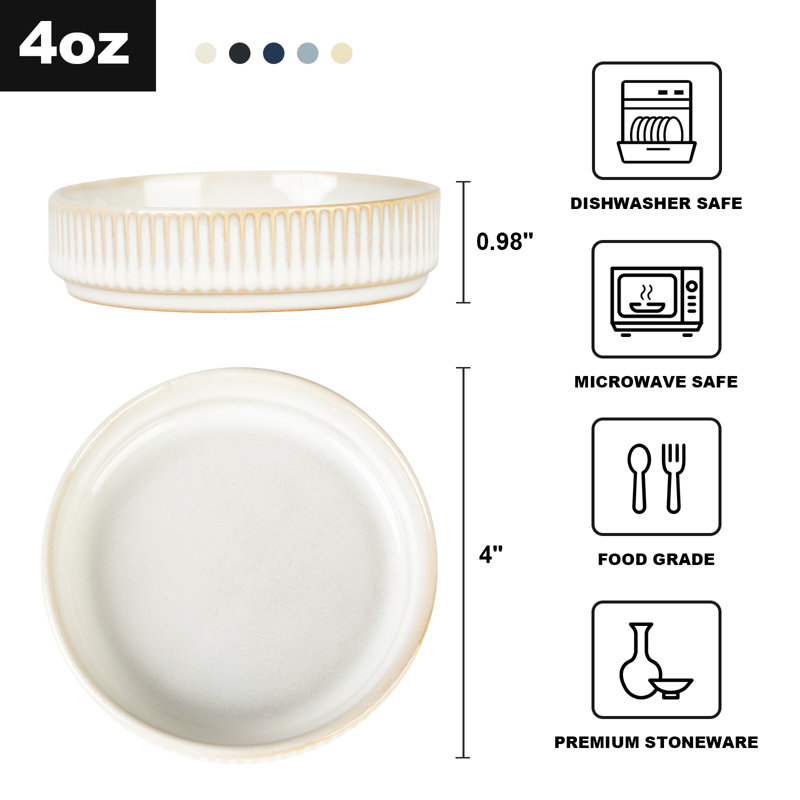 Ensemble de 6 bols à sauce en céramique Lark Manor ™ (4 oz), Blanc cappuccino