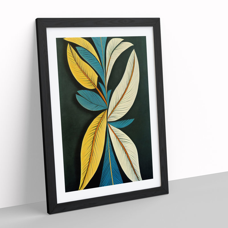 Artistic Feathers - Single Picture Frame Print, Black Framed, 64cm H x 46cm W x 2cm D