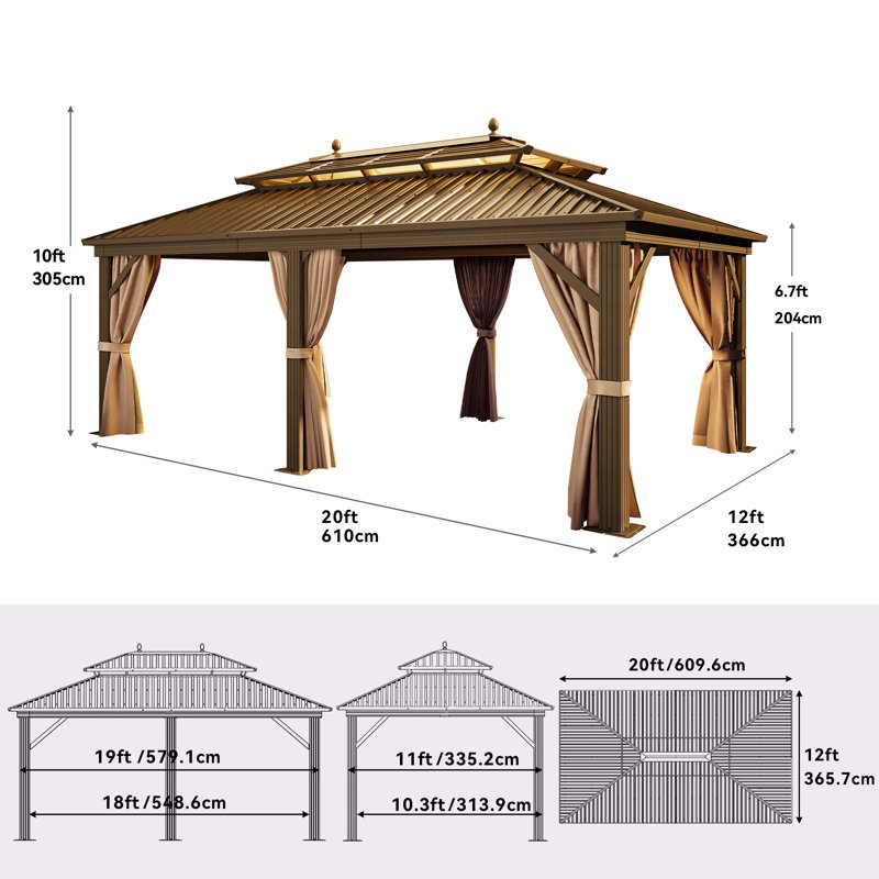 Aluminium Patio Gazebo, 20' x 12'
