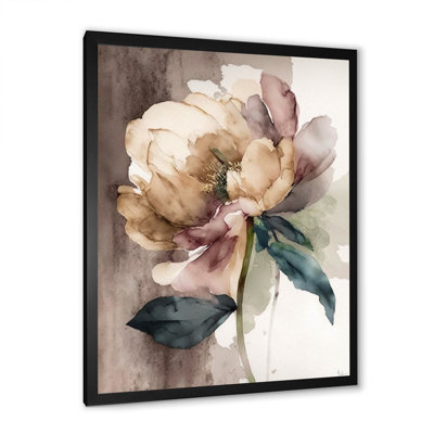 Pivoine en fleurs sur fond gris IV - reproduction sur toile