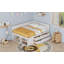 Lit de jour double avec tiroirs et tablettes, blanc