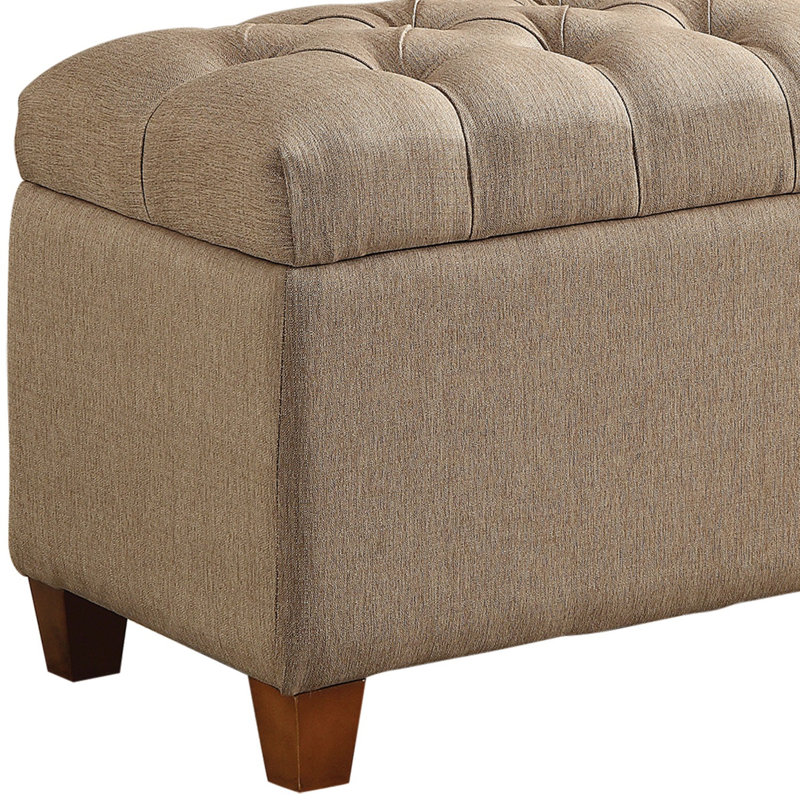 Waucoma Upholstered Storage Bench, Taupe