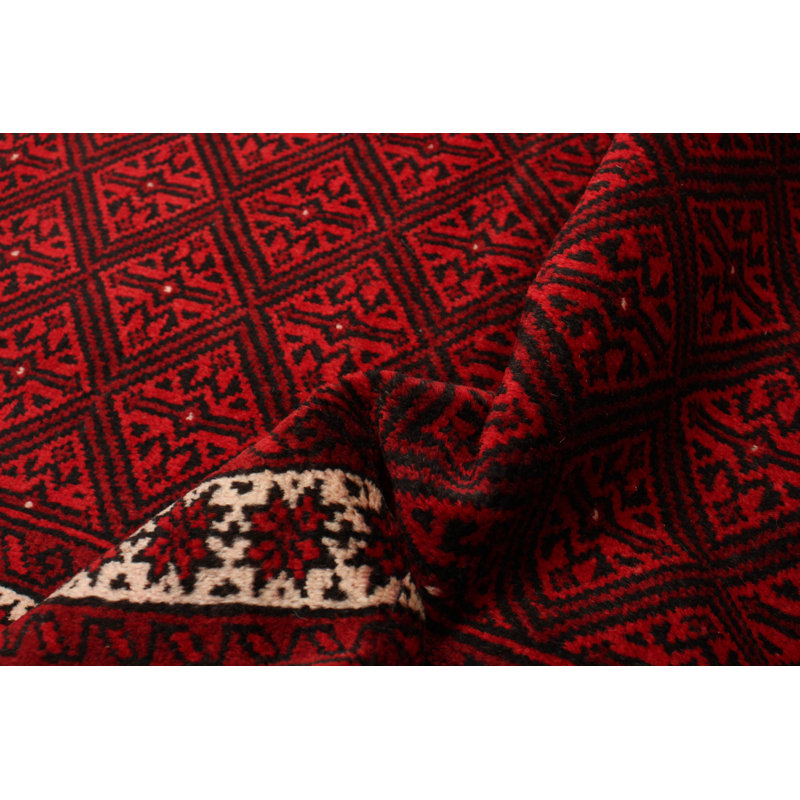 Tapis rouge en laine noué à la main de conception unique 4 pi x 6 pi 4 po nouvel âge Kalgoorlie