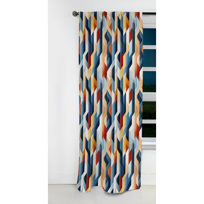 Motif de lignes rayées bleues et orange - Rideau rayé occultant - 1 panneaux