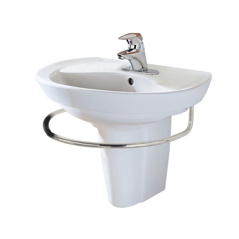 Ravenna Semi-Pedestal Sink Integral Towel Bar, Satin Nickel (PVD)