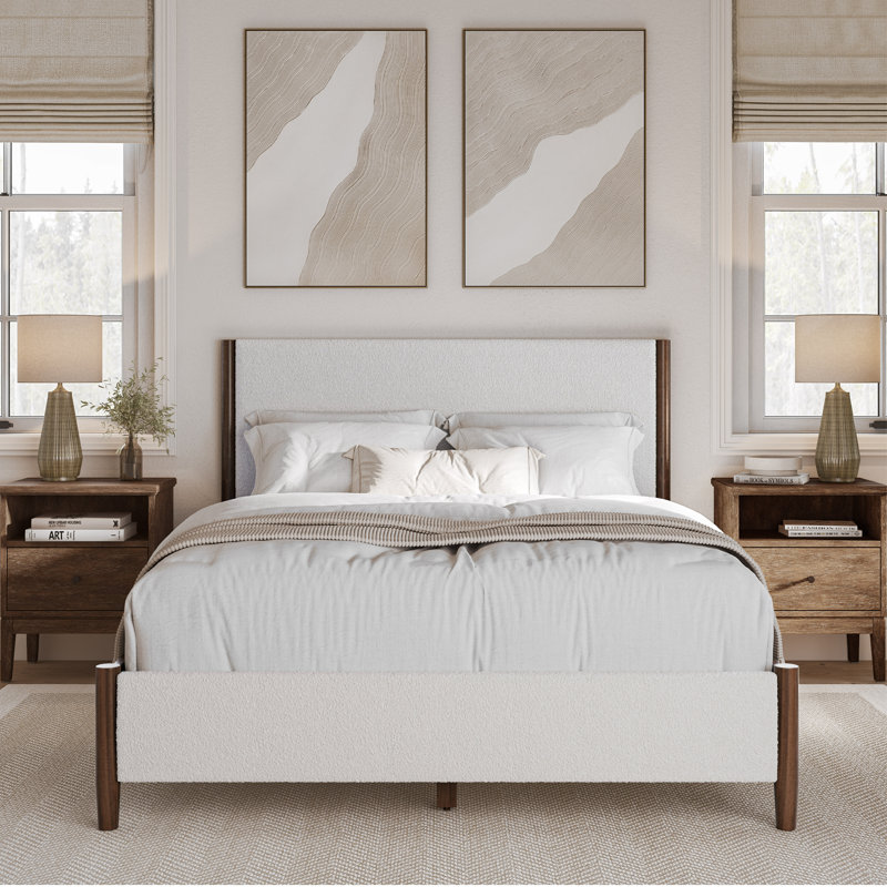 Irie Upholstered Platform Bed - Soft Cream Comfort